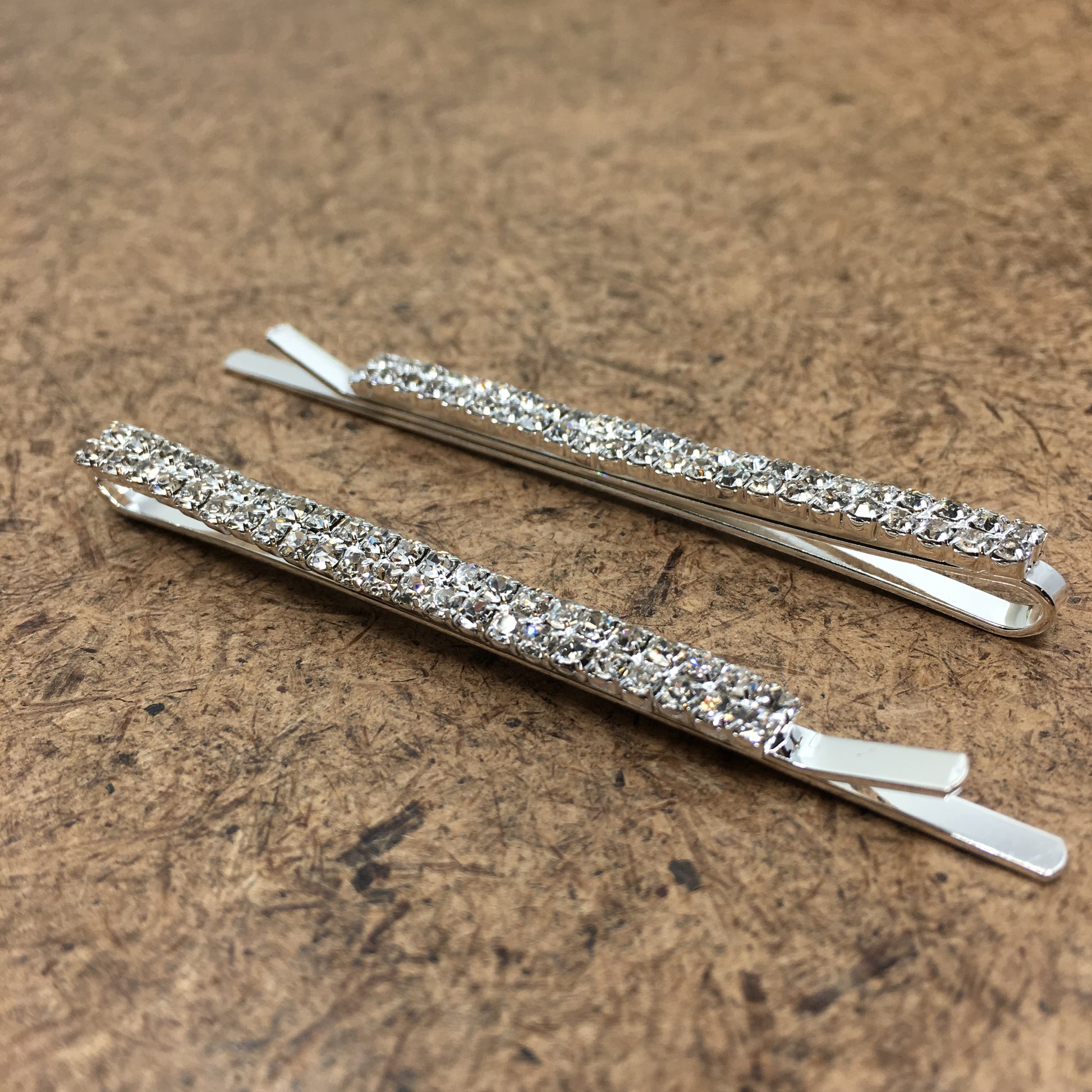 Silver Crystal Rhinestone Stud Hair Clips | Bellaire Wholesale