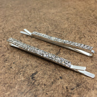 Silver Crystal Rhinestone Stud Hair Clips | Bellaire Wholesale