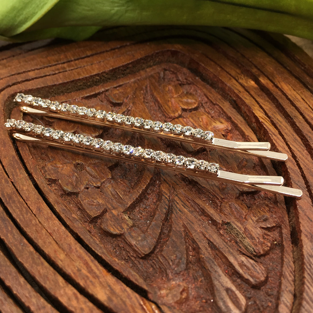 Rose Gold Crystal Rhinestone Stud Hair Clips | Bellaire Wholesale