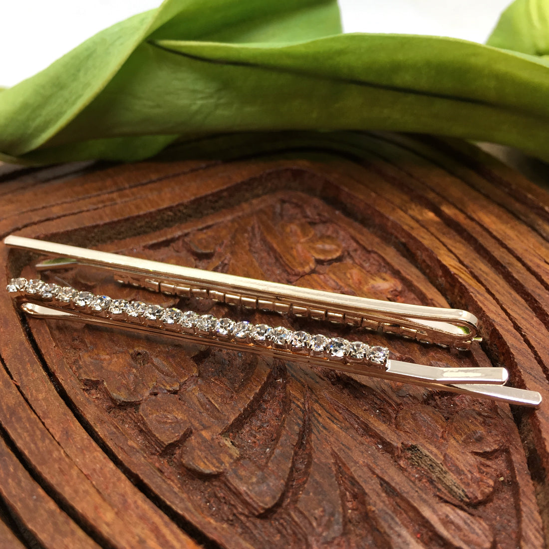 Rose Gold Crystal Rhinestone Stud Hair Clips | Bellaire Wholesale
