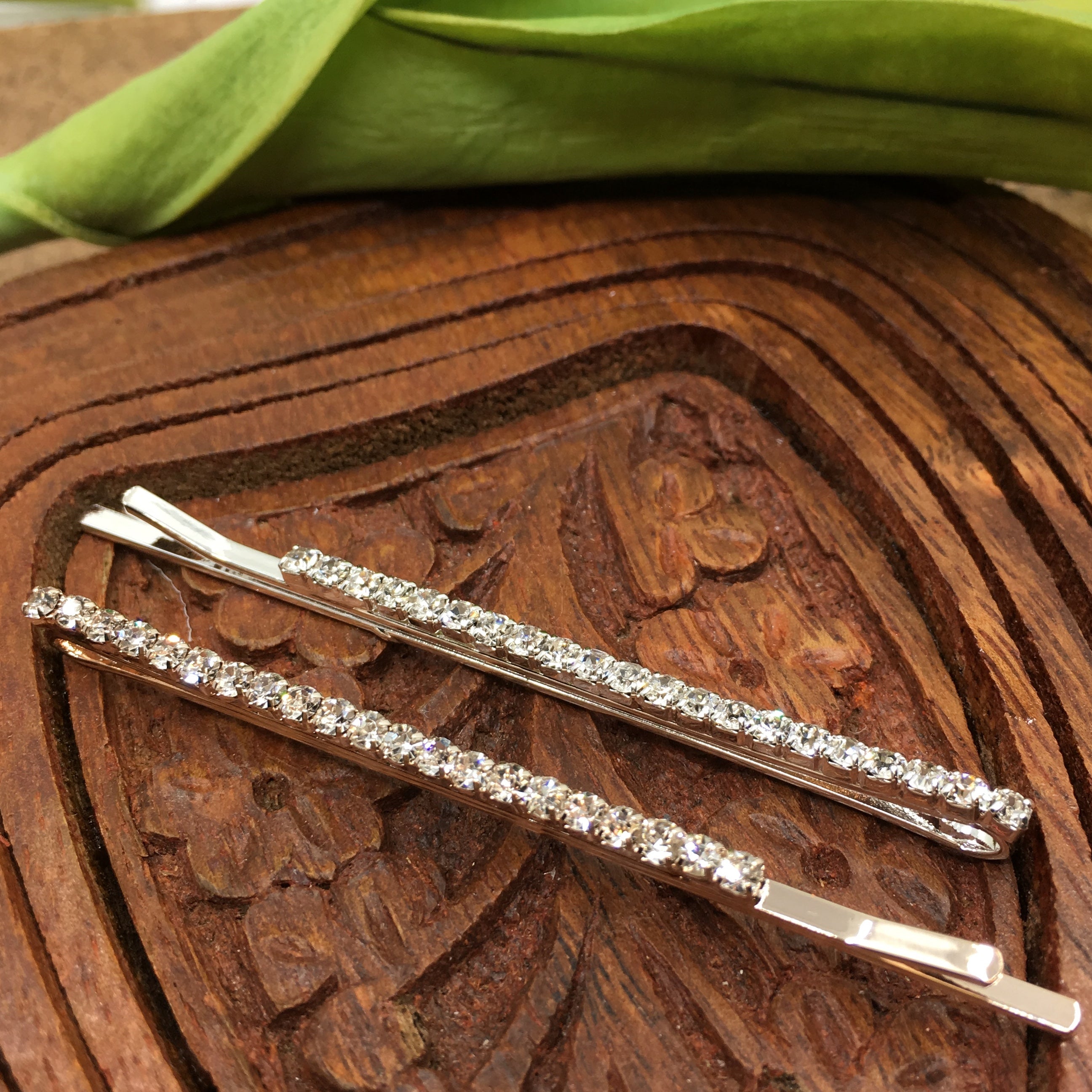Rose Gold Crystal Rhinestone Stud Hair Clips | Bellaire Wholesale