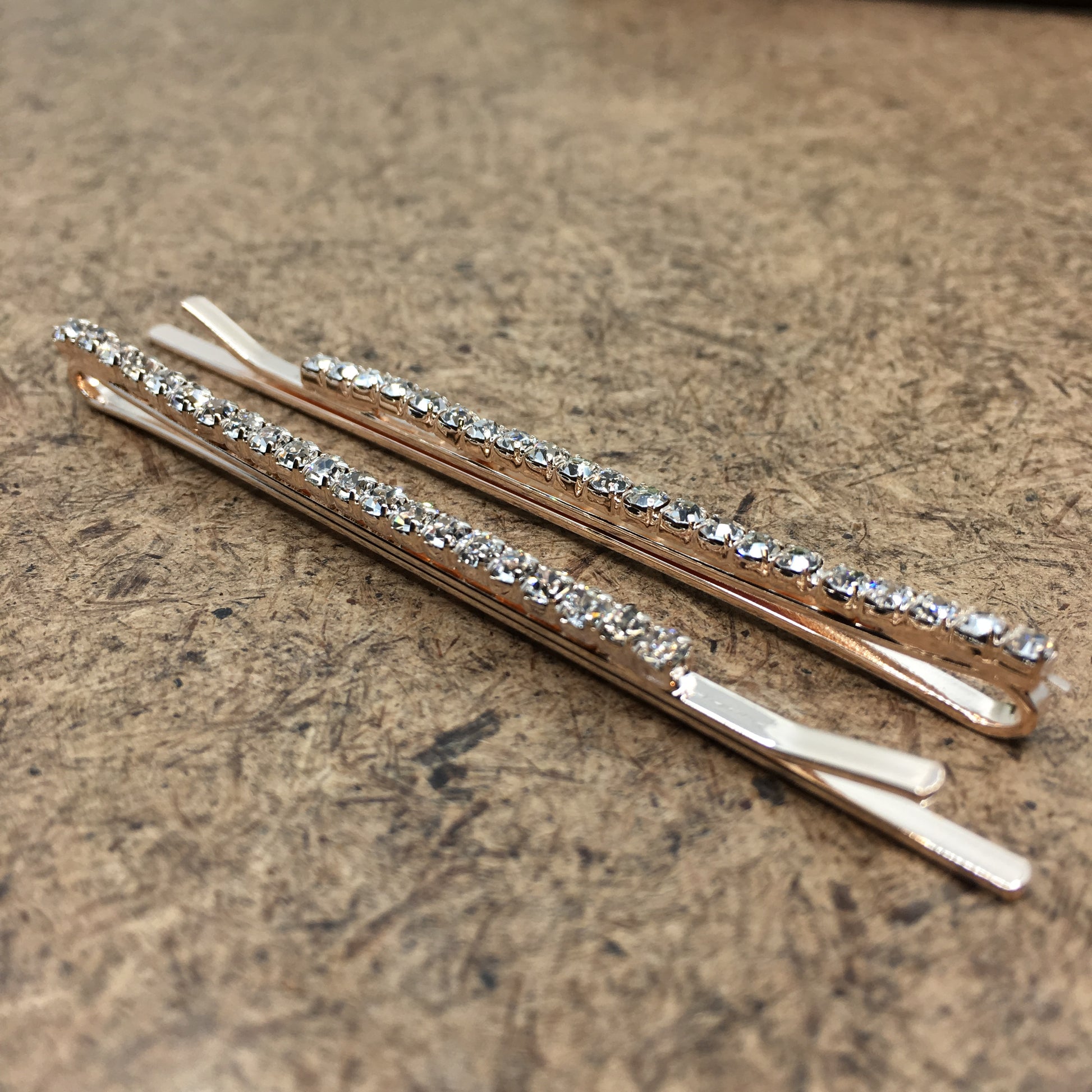 Rose Gold Crystal Rhinestone Stud Hair Clips | Bellaire Wholesale