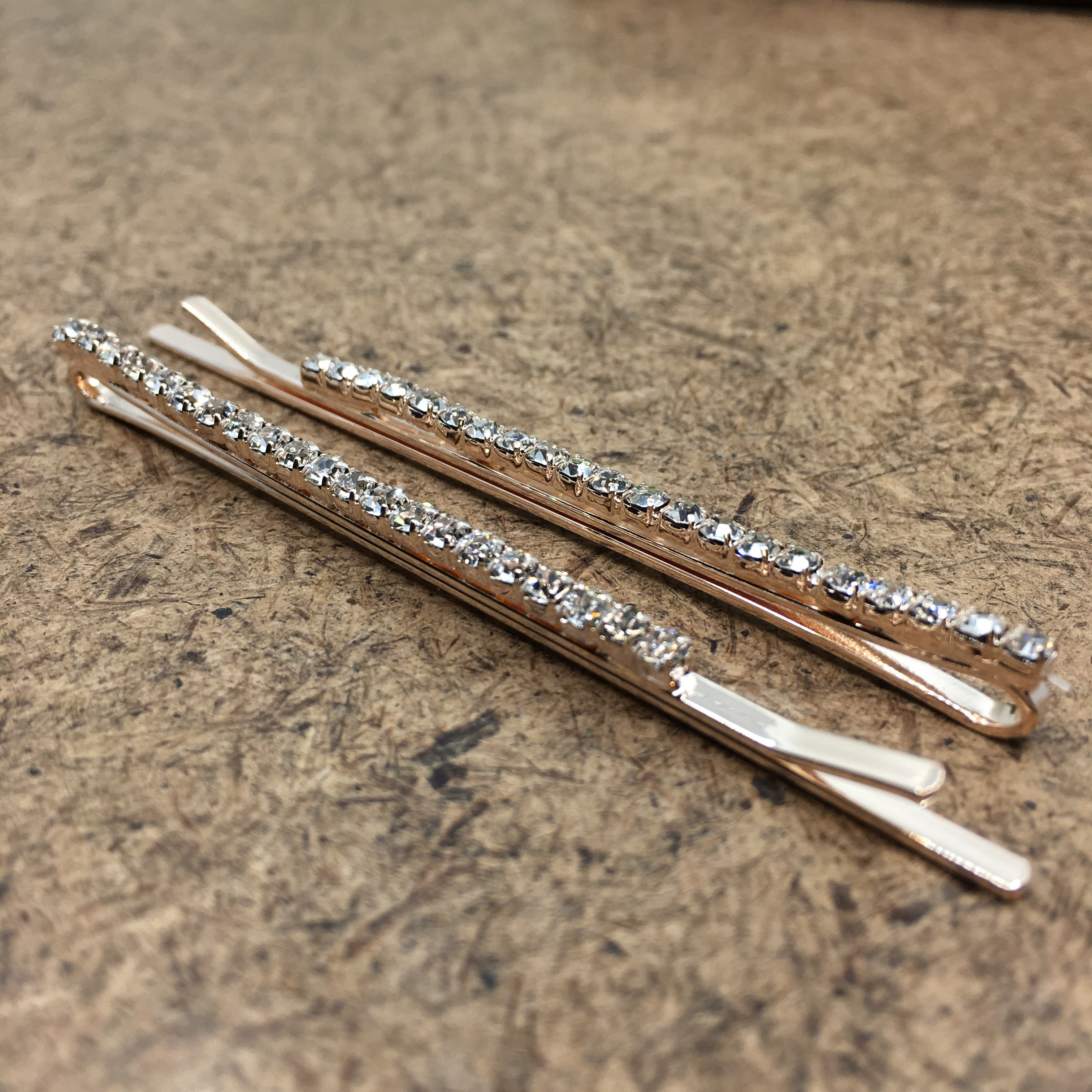 Rose Gold Crystal Rhinestone Stud Hair Clips | Bellaire Wholesale
