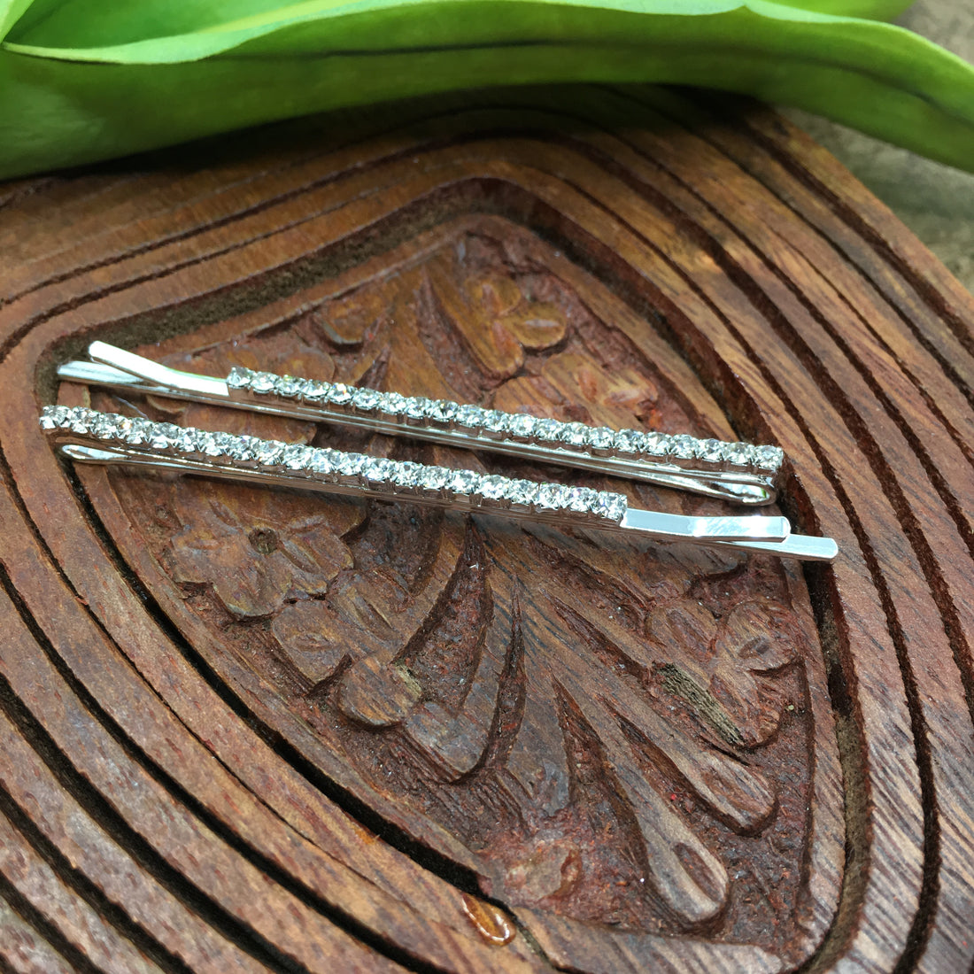 Silver Crystal Rhinestone Stud Hair Clips | Bellaire Wholesale