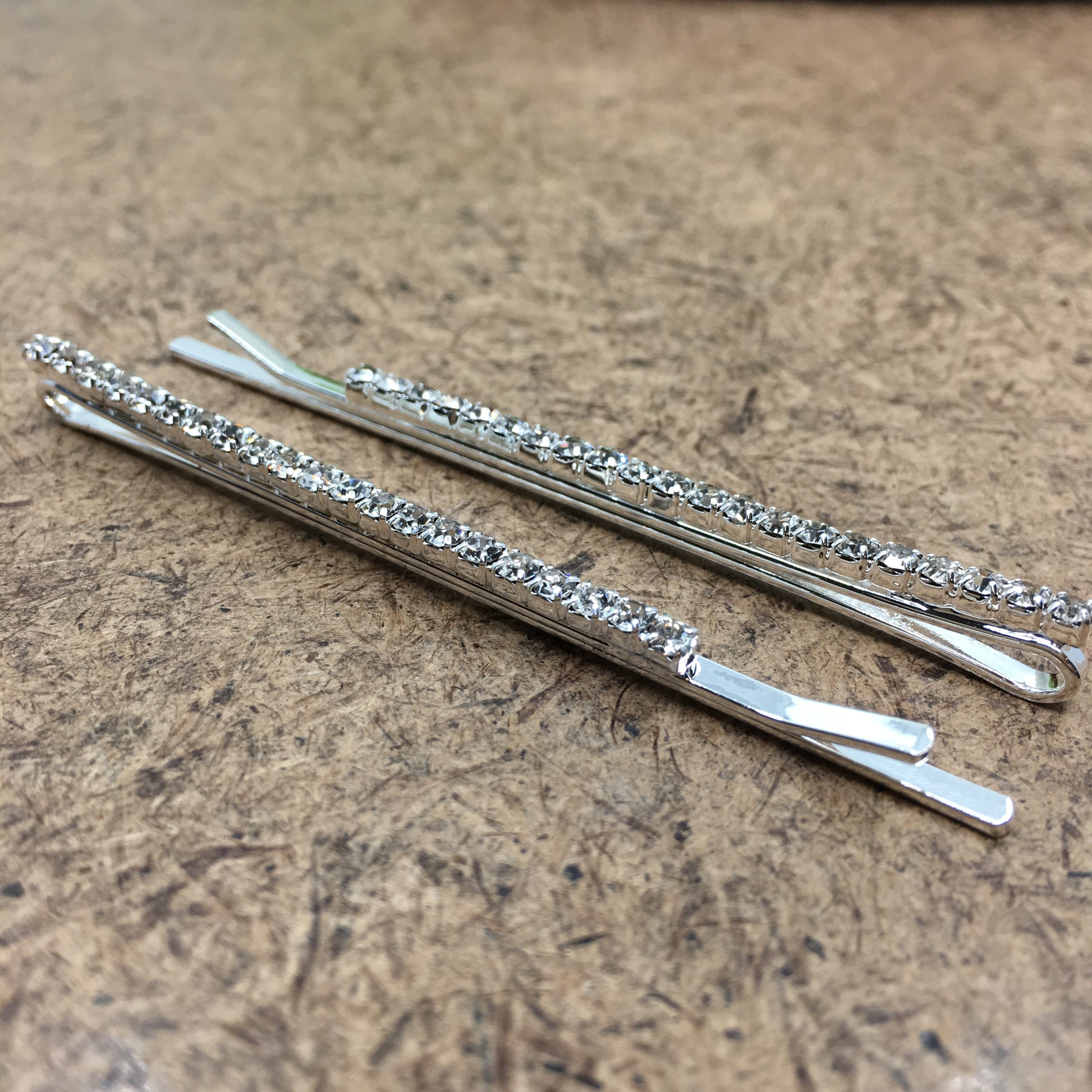 Silver Crystal Rhinestone Stud Hair Clips | Bellaire Wholesale