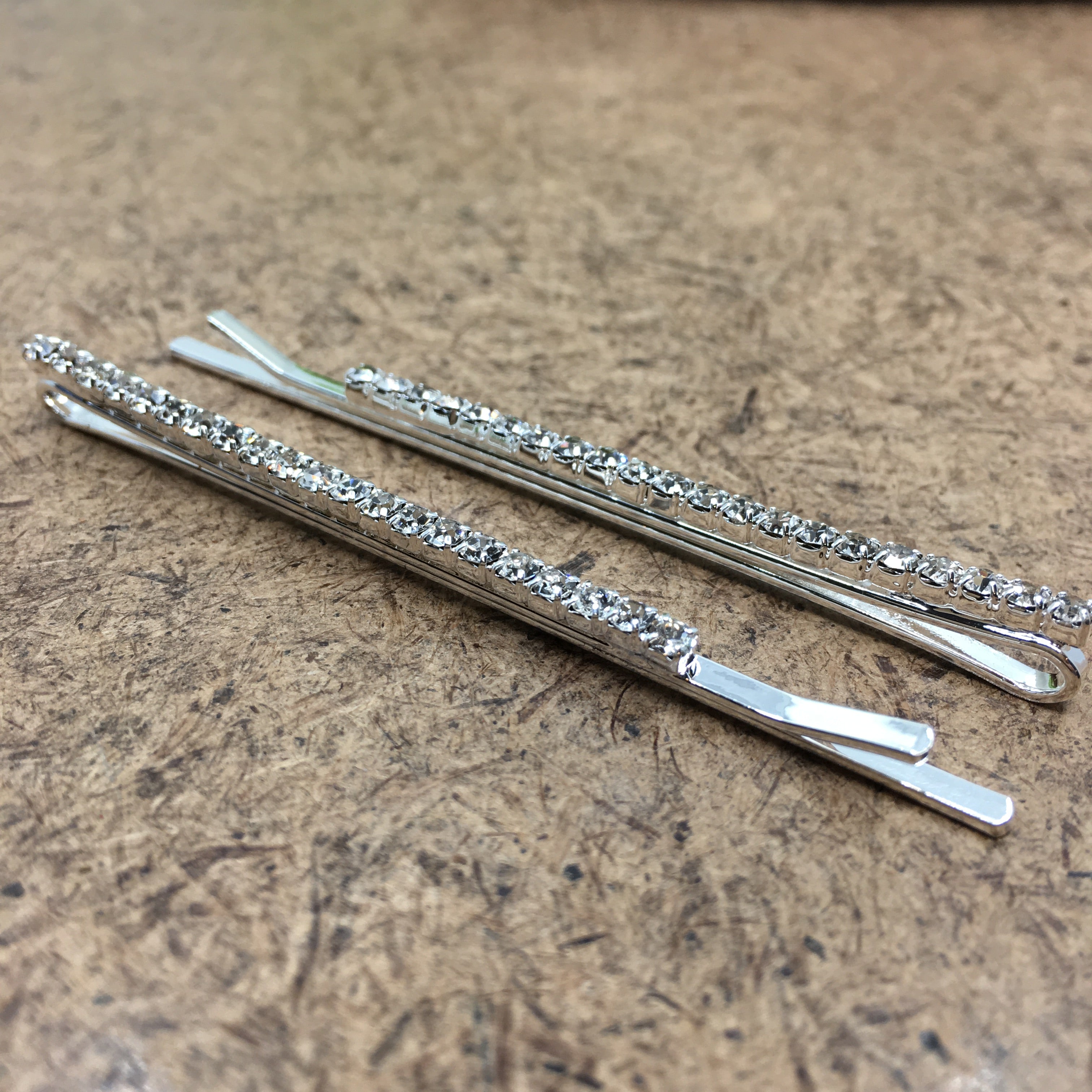Silver Crystal Rhinestone Stud Hair Clips | Bellaire Wholesale