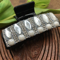 Hair Buckle with Clear Stones & Pearls | Bellaire Wholesale