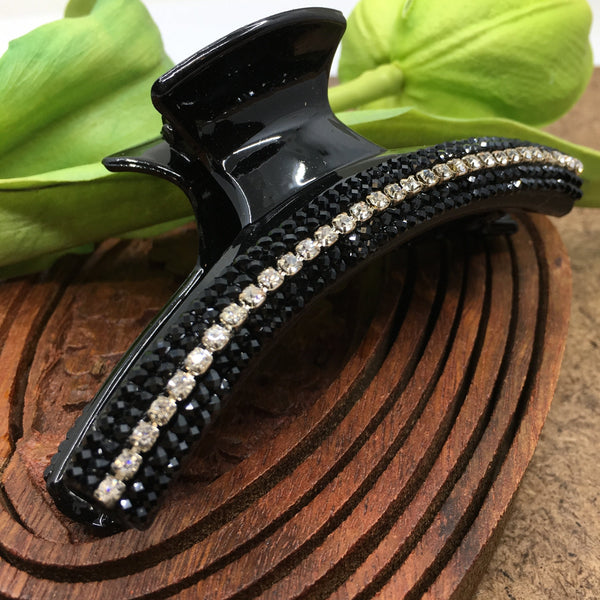 Hair Buckle with Black & Clear Stones | Bellaire Wholesale