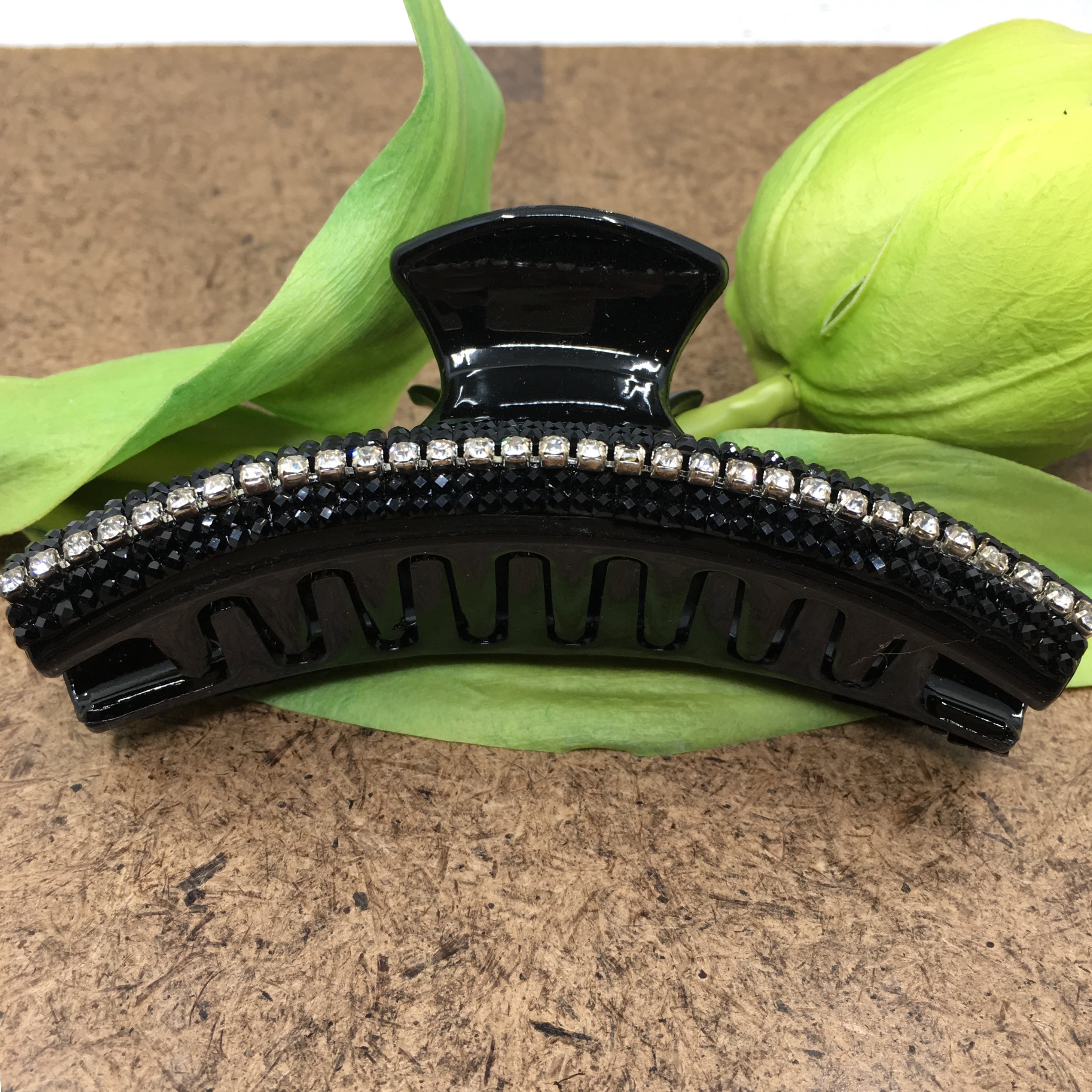 Hair Buckle with Black & Clear Stones | Bellaire Wholesale