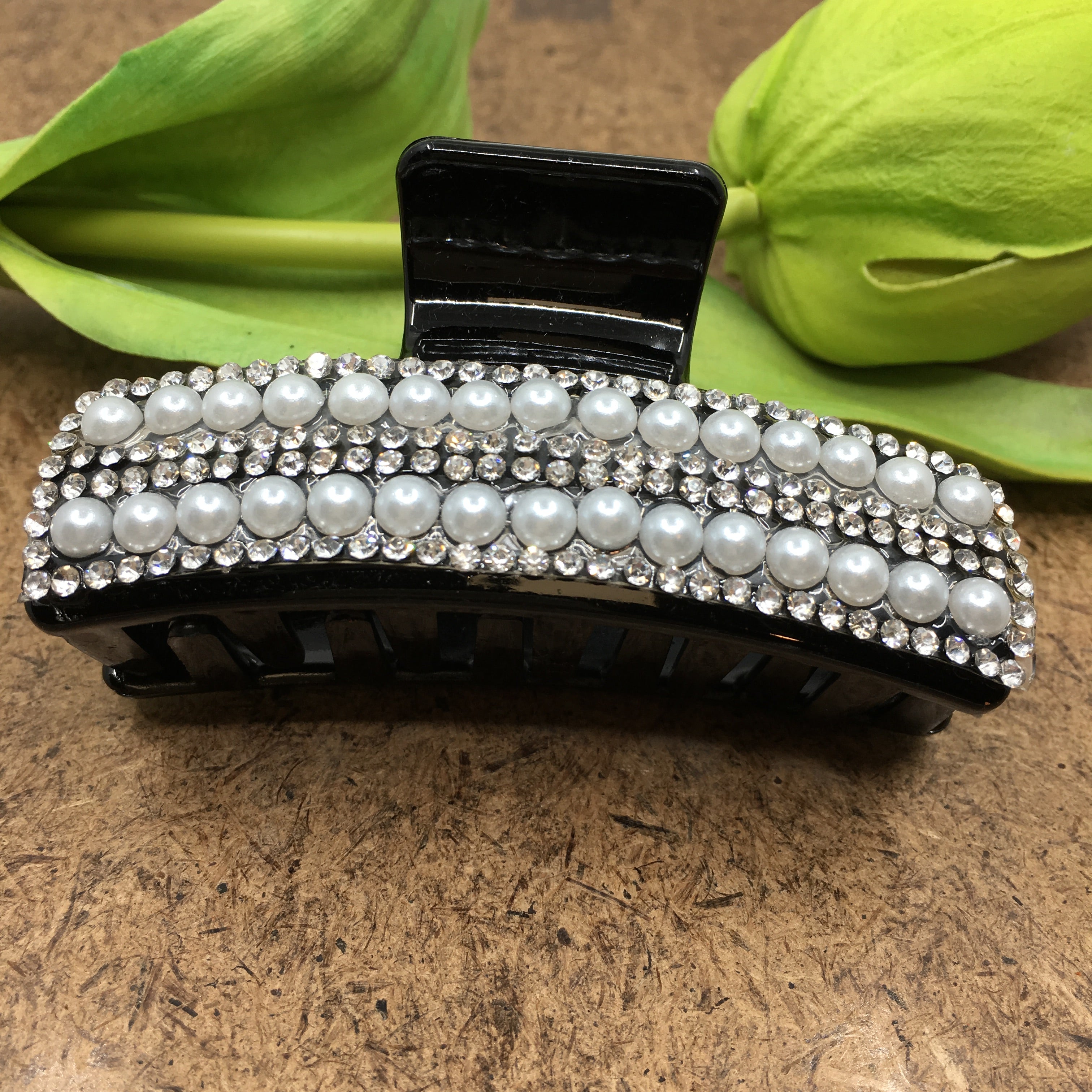 Hair Buckle with Pearls & Clear Stones | Bellaire Wholesale
