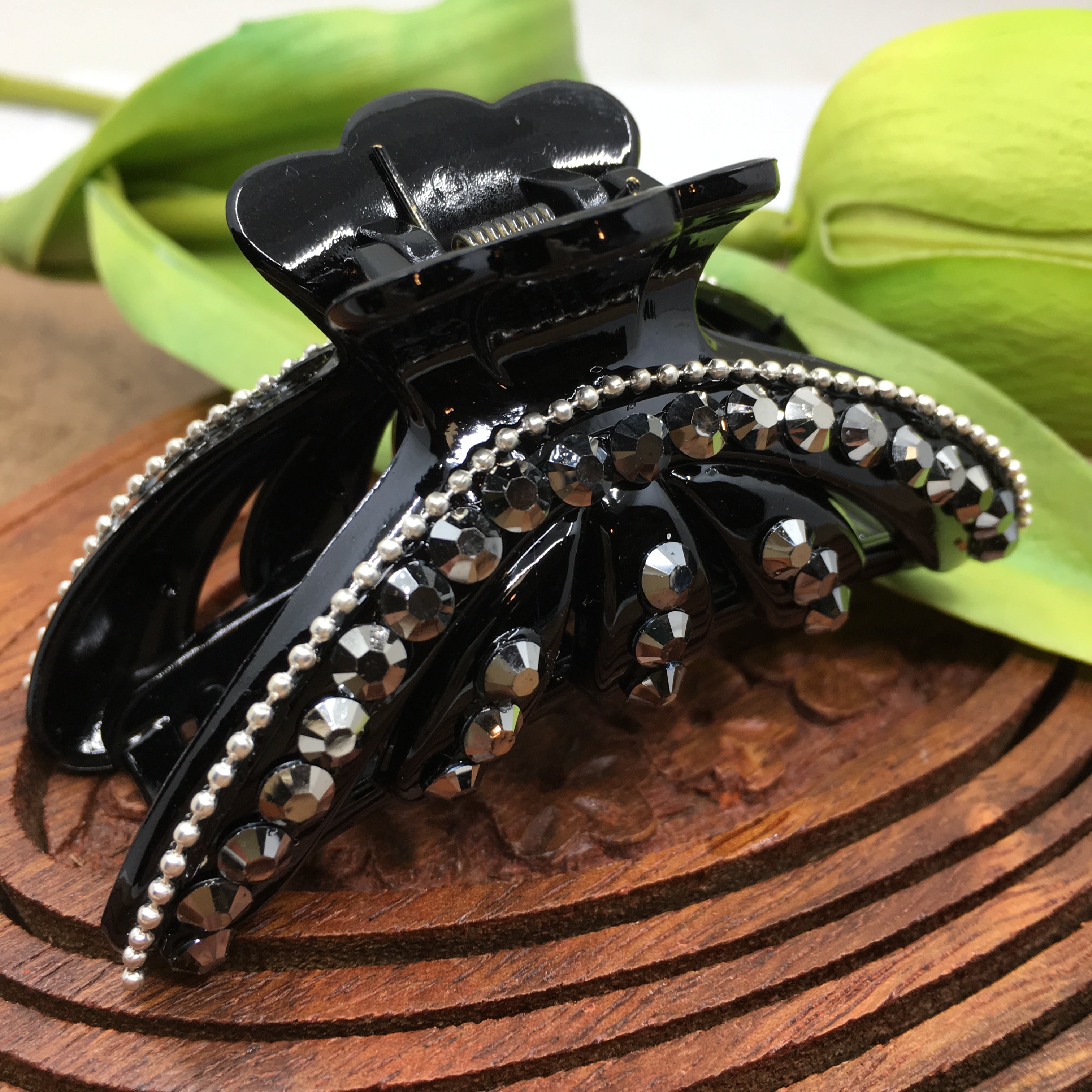 Silver Night & Silver Acrylic Stone Hair Buckle | Bellaire Wholesale