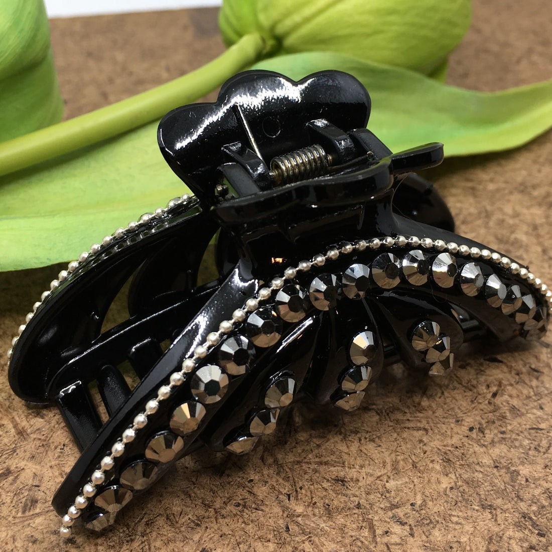 Silver Night & Silver Acrylic Stone Hair Buckle | Bellaire Wholesale