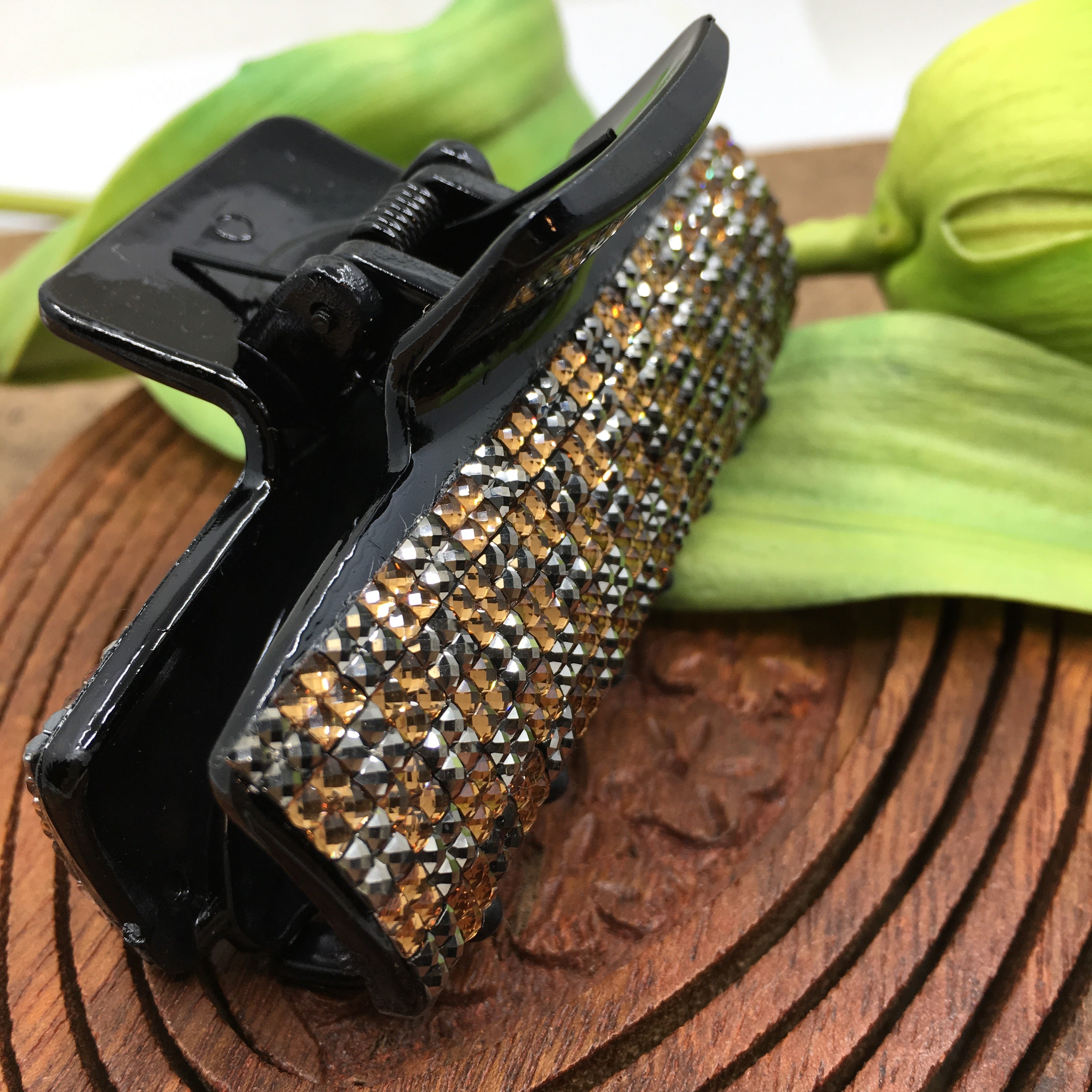 Gold & Silver Night Rhinestone Stone Hair Buckle | Bellaire Wholesale