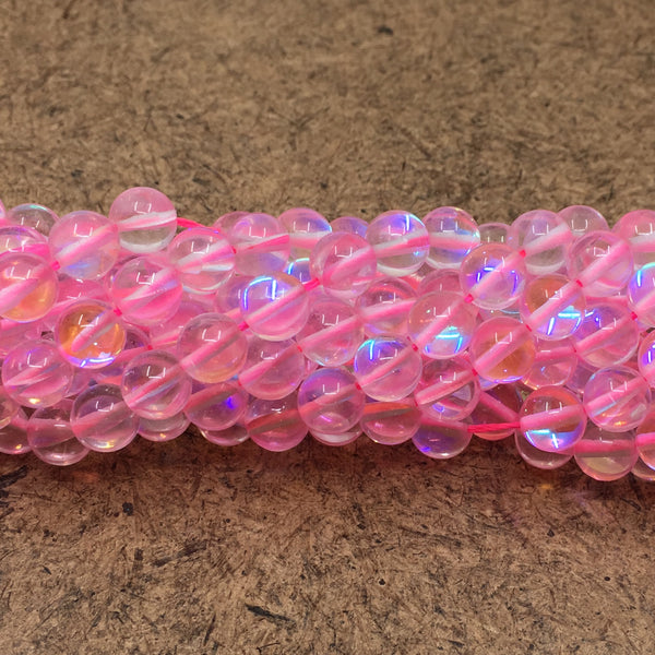 8mm Pink Mystic Aura Beads | Bellaire Wholesale