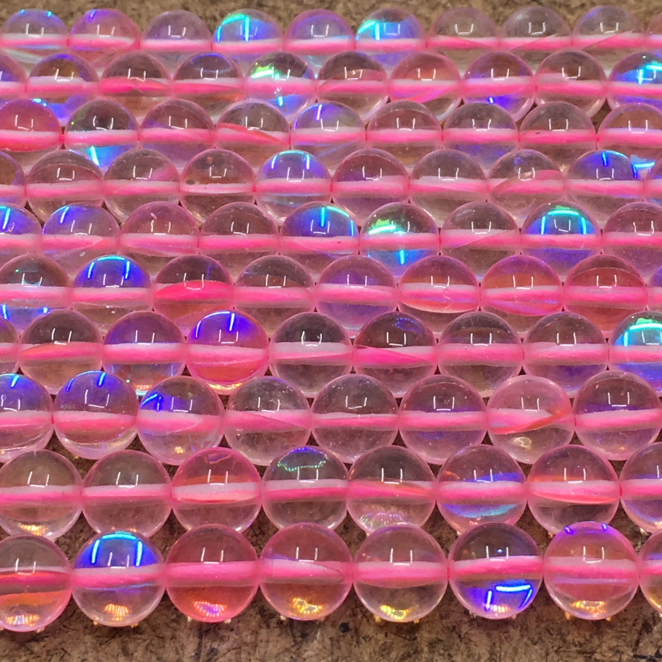 8mm Pink Mystic Aura Beads | Bellaire Wholesale