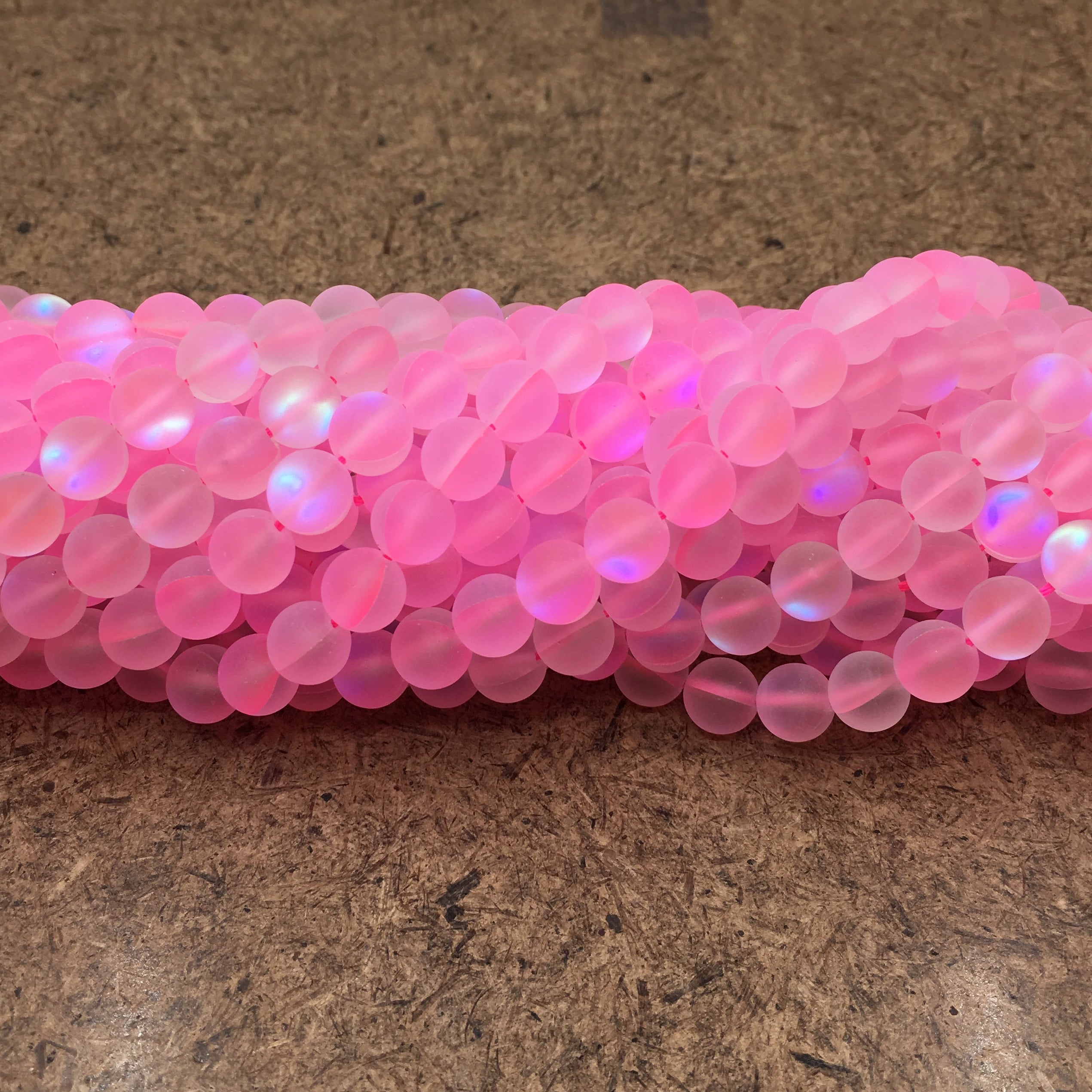 8mm Matte Pink Mystic Aura Beads | Bellaire Wholesale