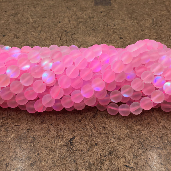 8mm Matte Pink Mystic Aura Beads | Bellaire Wholesale