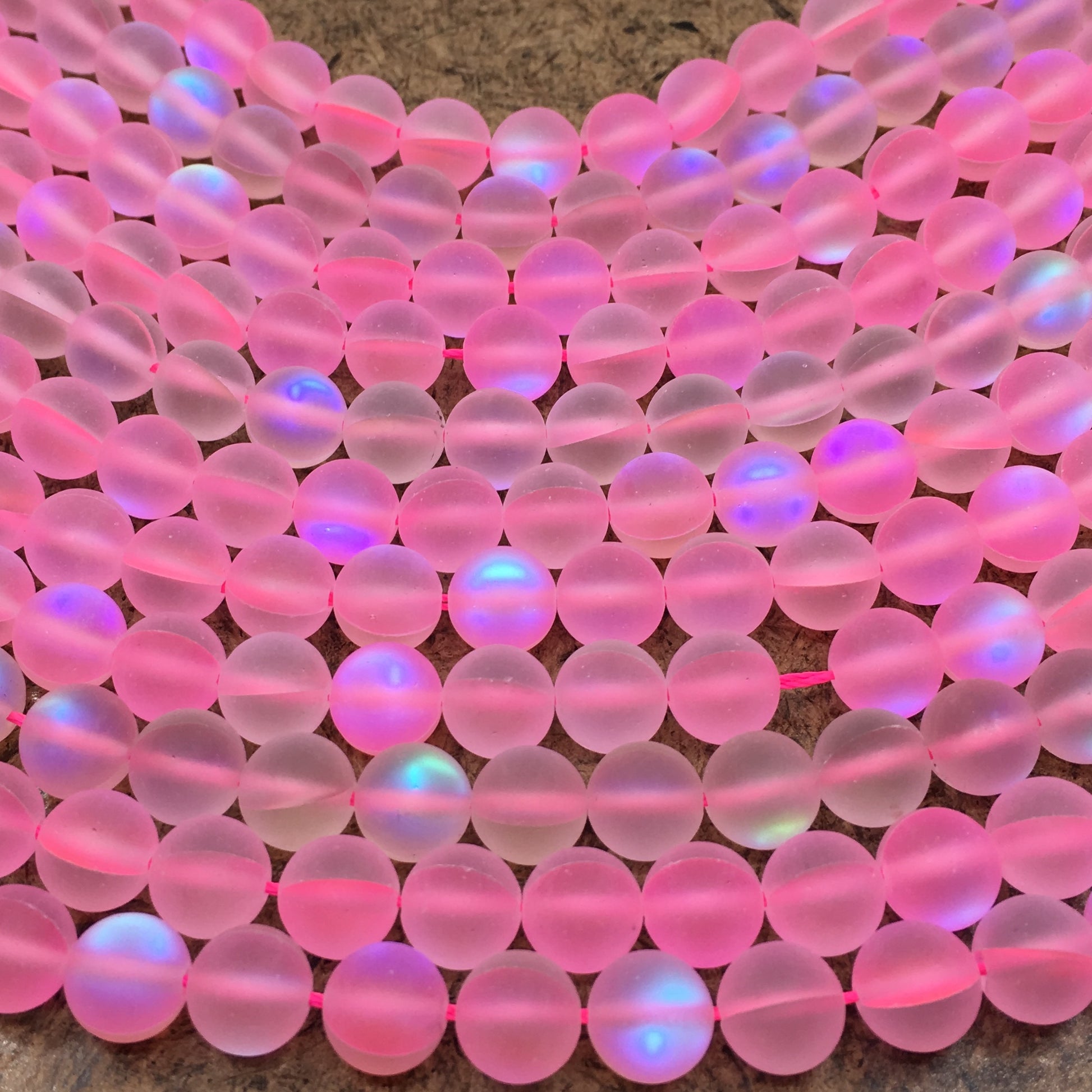 8mm Matte Pink Mystic Aura Beads | Bellaire Wholesale