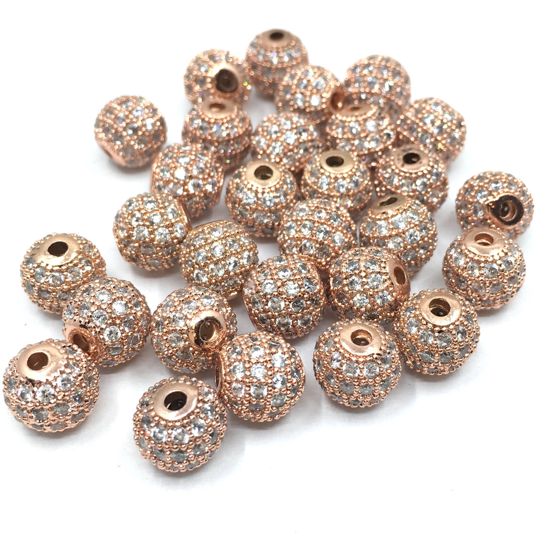 6mm CZ Pave Bead Round Rose Gold Bead | Bellaire Wholesale