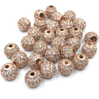 6mm CZ Pave Bead Round Rose Gold Bead | Bellaire Wholesale