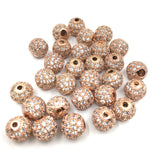 10mm CZ Pave Bead Round Rose Gold Bead | Bellaire Wholesale