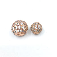 8mm CZ Pave Bead Round Rose Gold Bead | Bellaire Wholesale