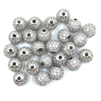 10mm CZ Pave Bead Round Silver Bead | Bellaire Wholesale
