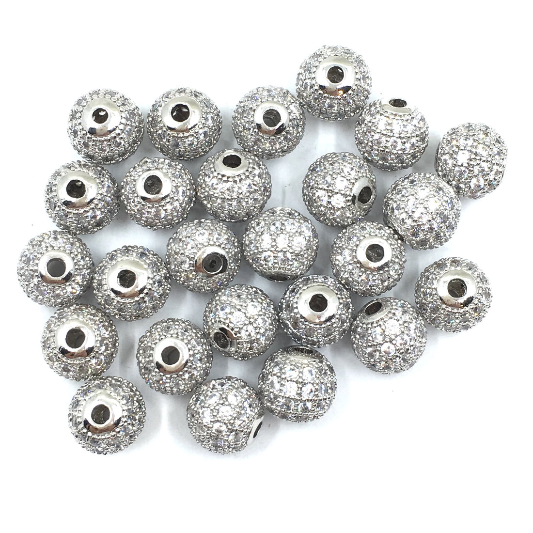 6mm CZ Pave Bead Round Silver Bead | Bellaire Wholesale