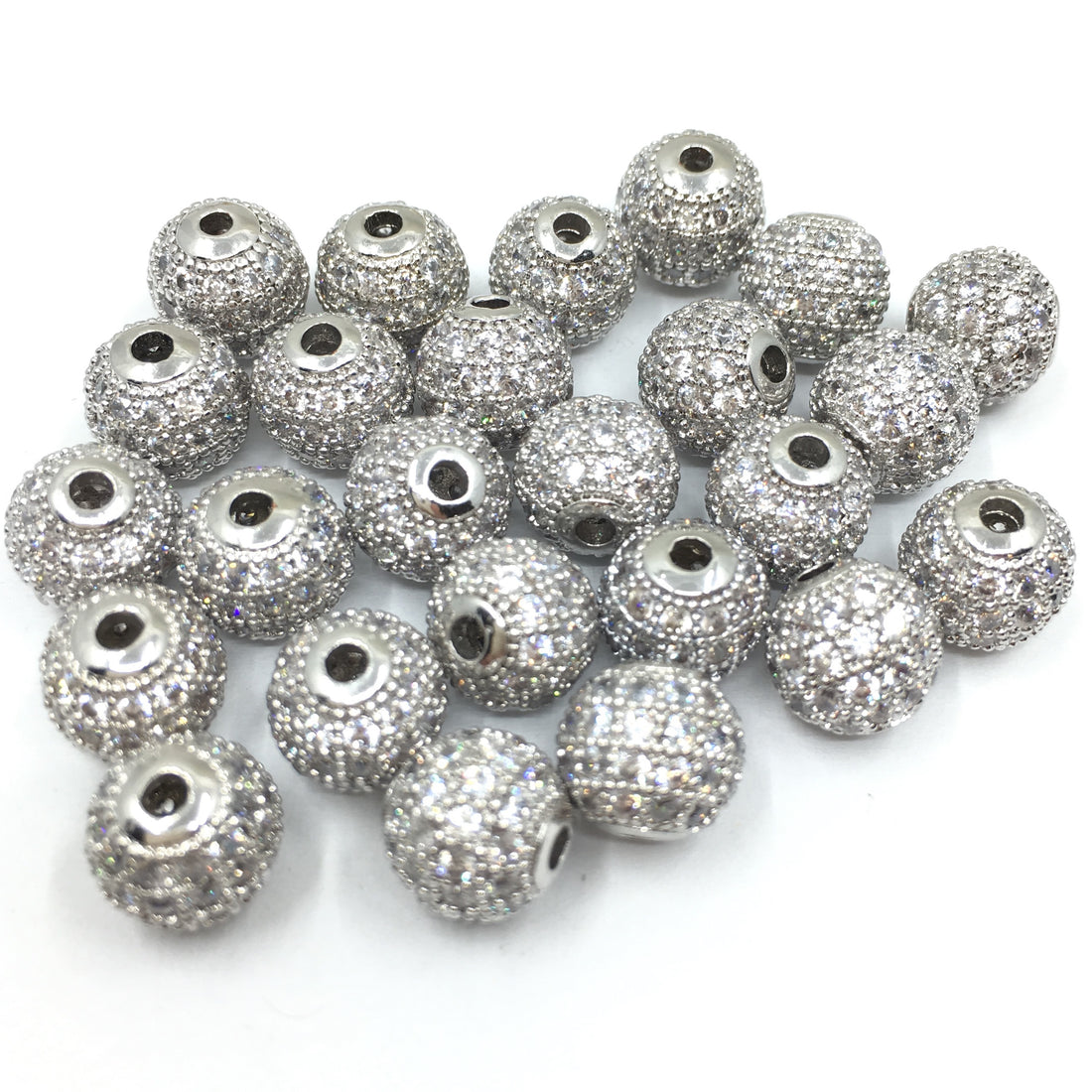 6mm CZ Pave Bead Round Silver Bead | Bellaire Wholesale