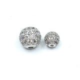 10mm CZ Pave Bead Round Silver Bead | Bellaire Wholesale