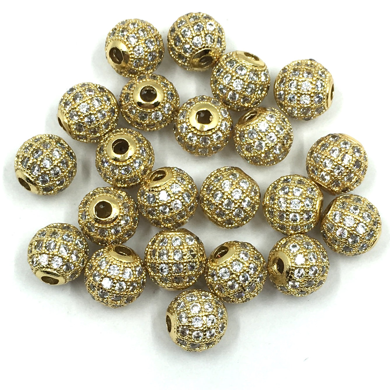 10mm CZ Pave Bead Round Gold Bead | Bellaire Wholesale