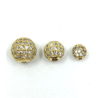10mm CZ Pave Bead Round Gold Bead | Bellaire Wholesale