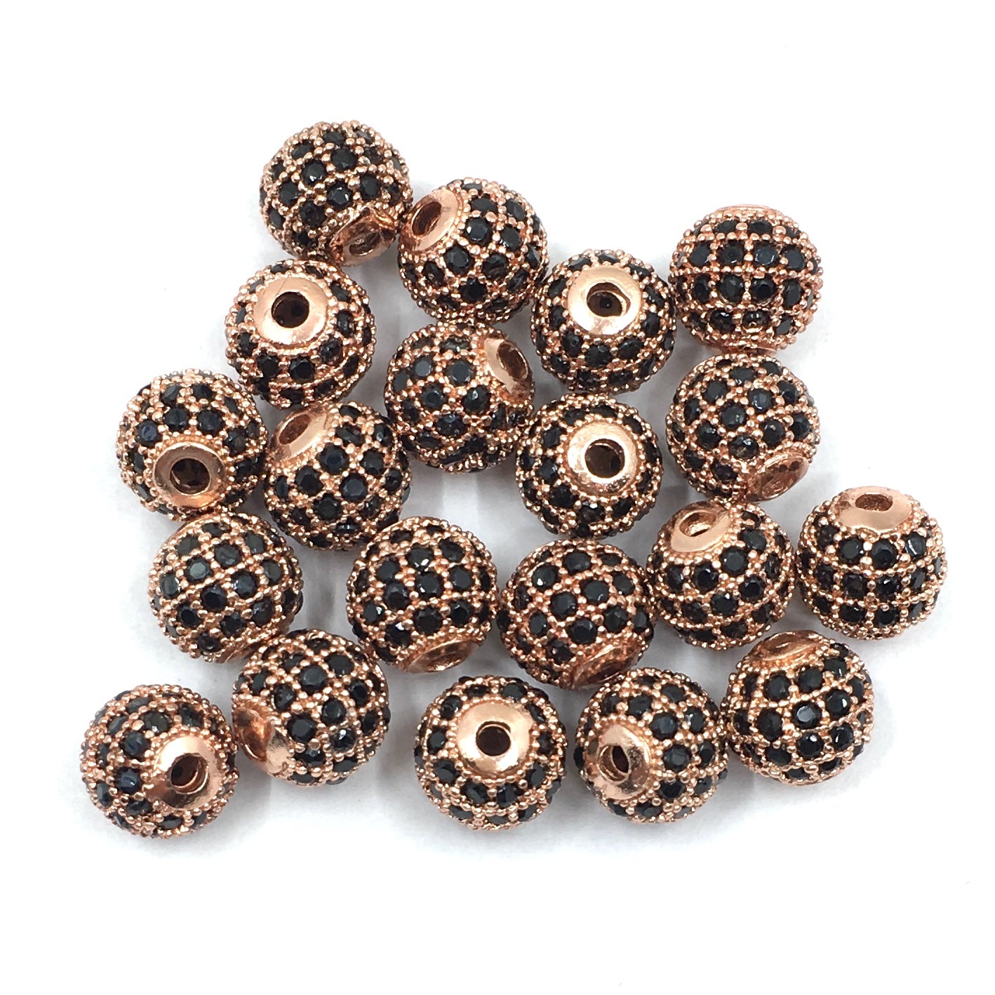 10mm CZ Pave Bead Round Gunmetal Bead | Bellaire Wholesale