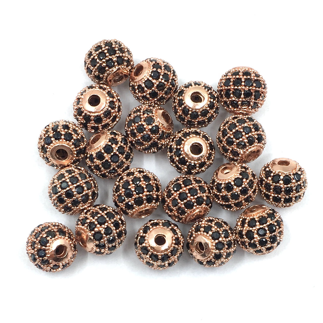 8mm CZ Pave Bead Round Rose Gold Bead | Bellaire Wholesale