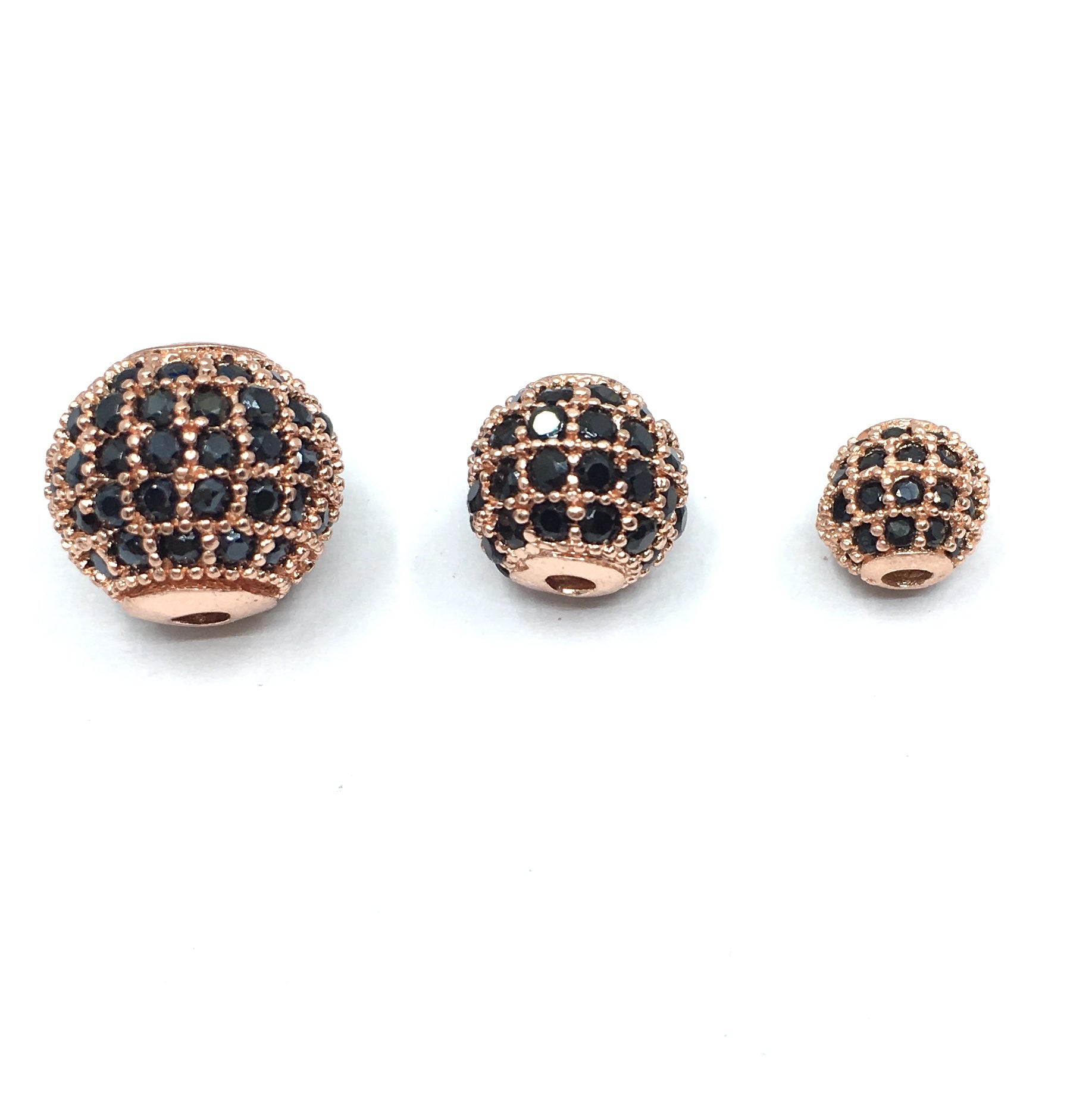 8mm CZ Pave Bead Round Rose Gold Bead | Bellaire Wholesale