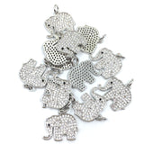 Silver Trunk up Elephant CZ Pave Charm | Bellaire Wholesale