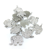 Silver Trunk up Elephant CZ Pave Charm | Bellaire Wholesale