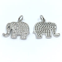 Silver Trunk up Elephant CZ Pave Charm | Bellaire Wholesale