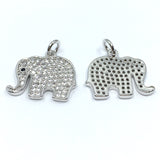 Silver Trunk up Elephant CZ Pave Charm | Bellaire Wholesale