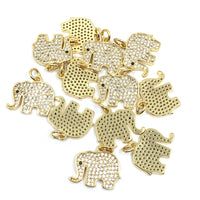 Gold Trunk up Elephant CZ Pave Charm | Bellaire Wholesale