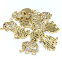 Gold Trunk up Elephant CZ Pave Charm | Bellaire Wholesale