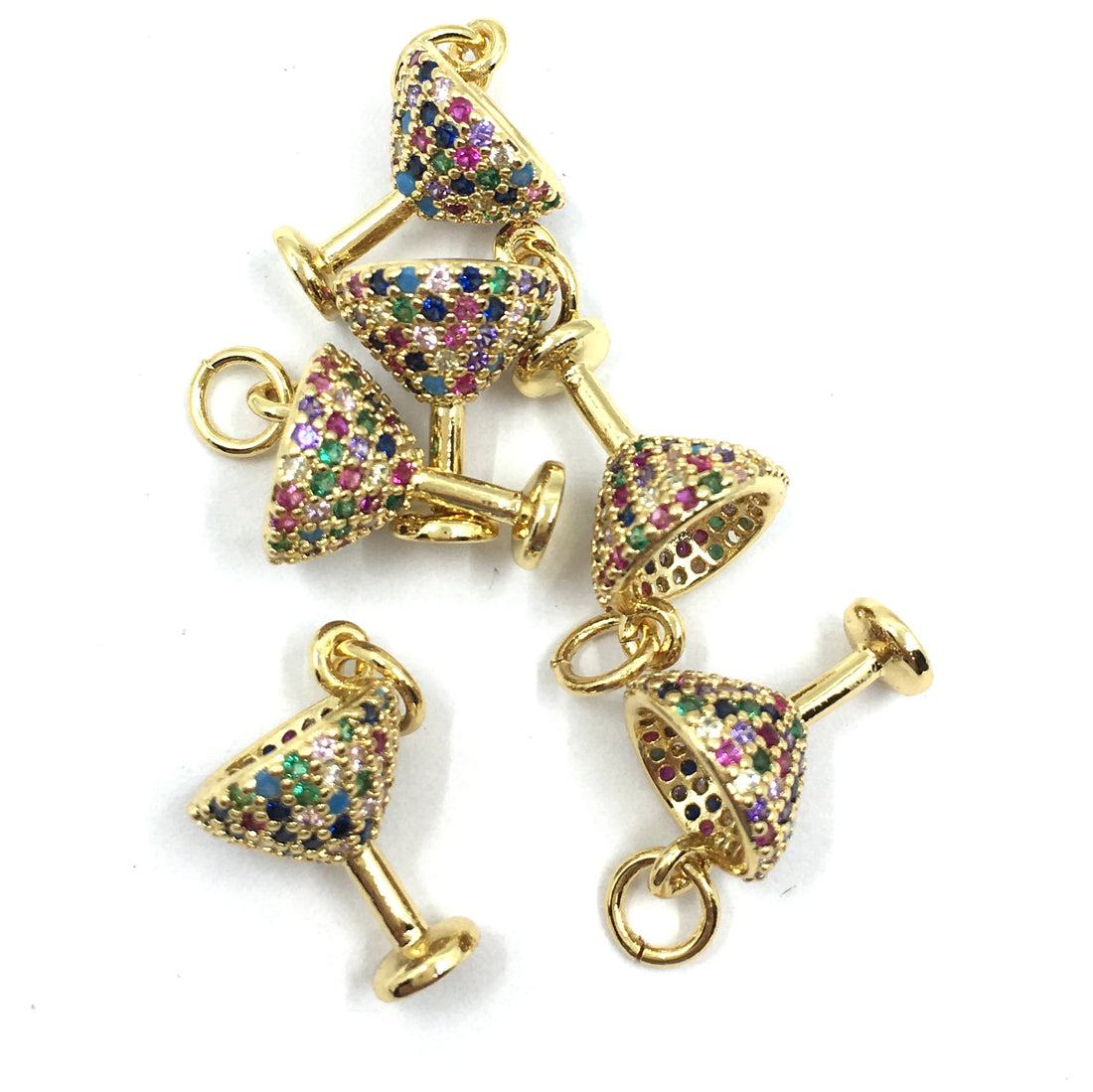 Gold Martini Glass CZ Pave Charm | Bellaire Wholesale