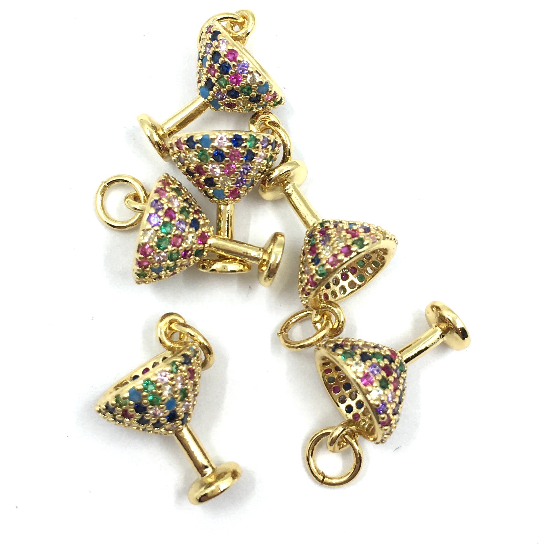 Gold Martini Glass CZ Pave Charm | Bellaire Wholesale