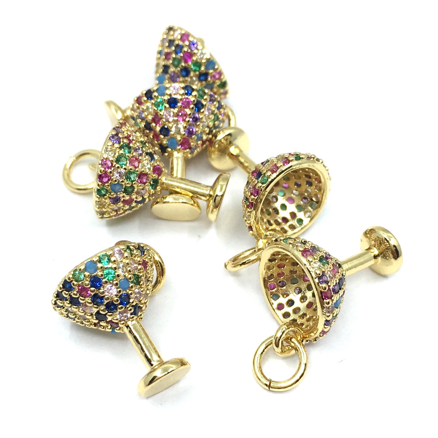 Gold Martini Glass CZ Pave Charm | Bellaire Wholesale
