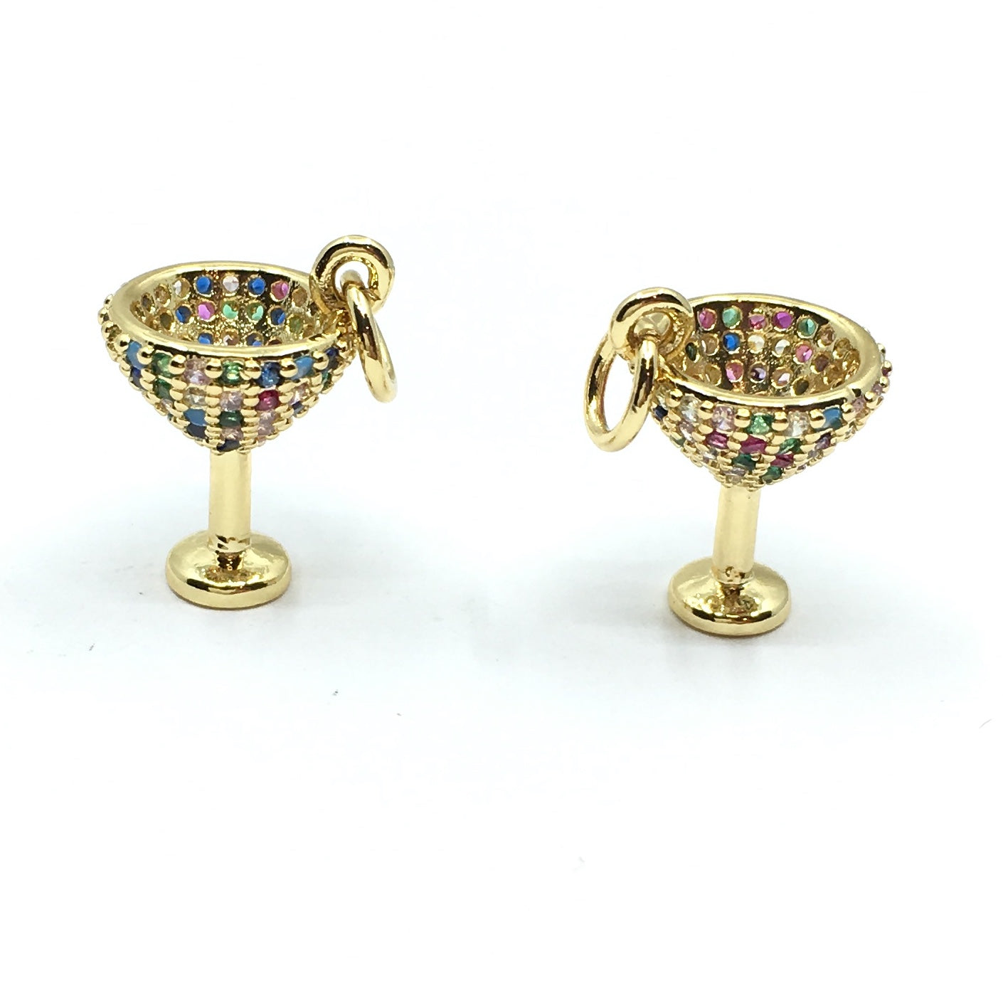 Gold Martini Glass CZ Pave Charm | Bellaire Wholesale