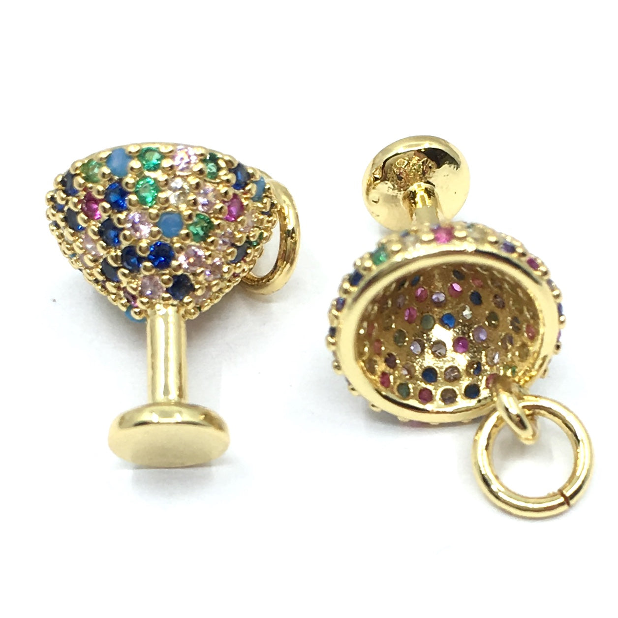 Gold Martini Glass CZ Pave Charm | Bellaire Wholesale