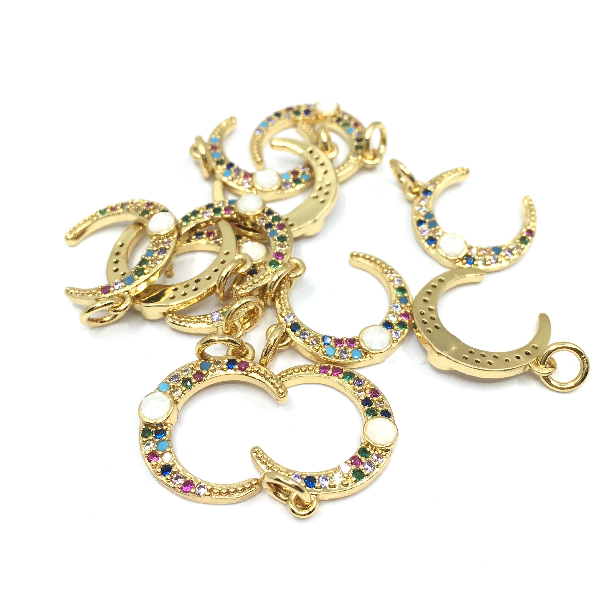Gold Half Moon CZ Pave Charm | Bellaire Wholesale