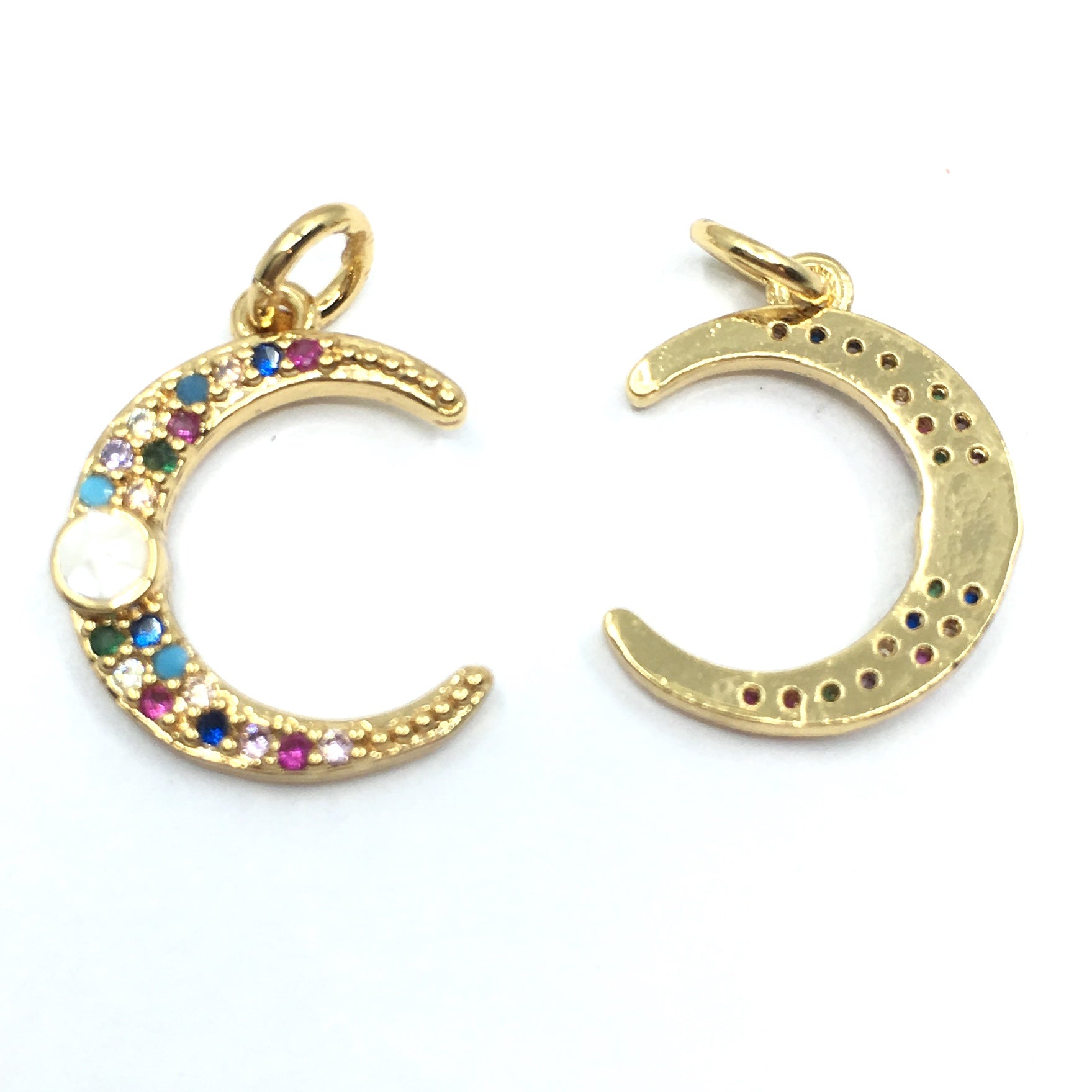 Gold Half Moon CZ Pave Charm | Bellaire Wholesale