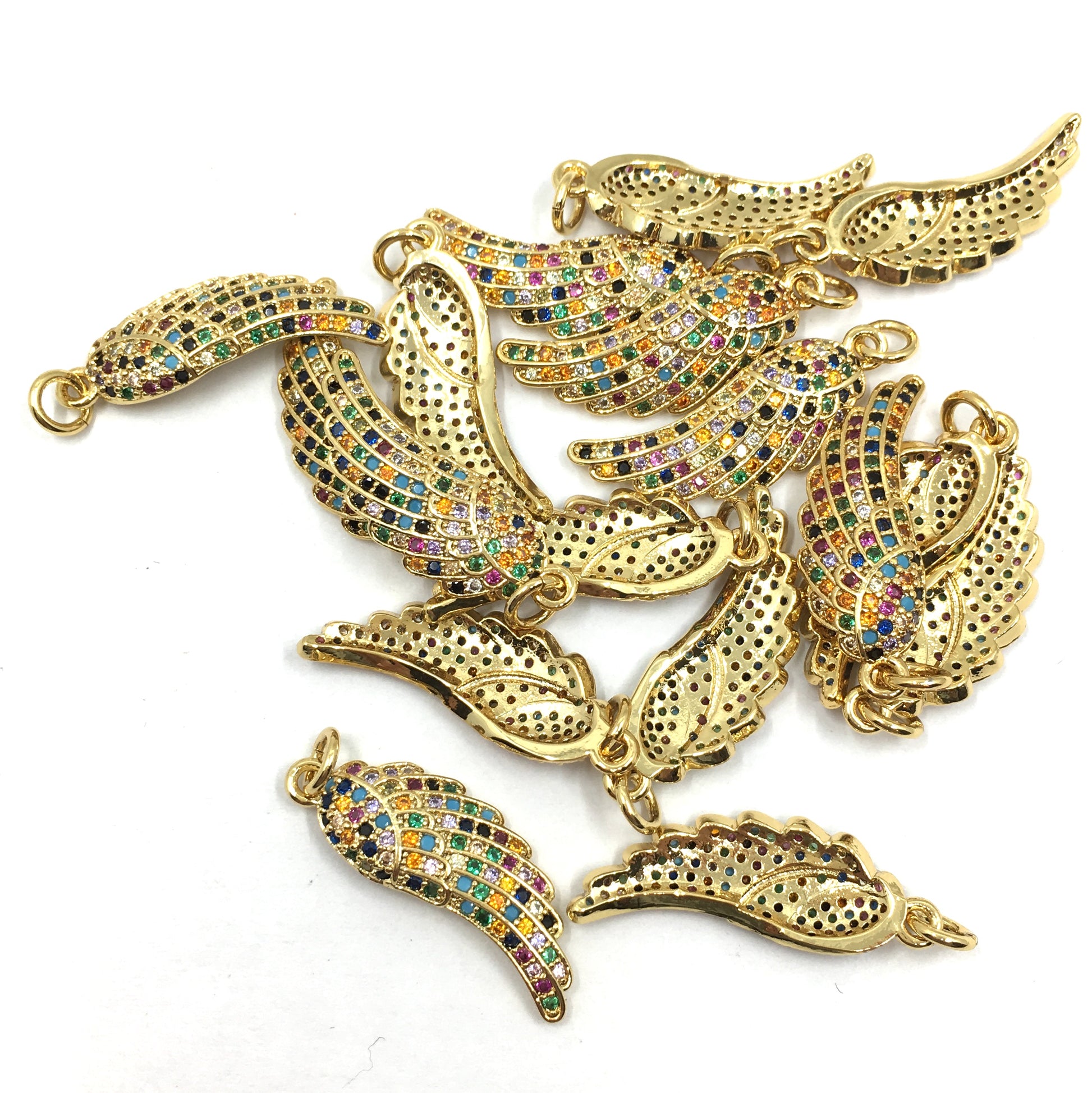 Gold Angel Wings CZ Pave Charm | Bellaire Wholesale