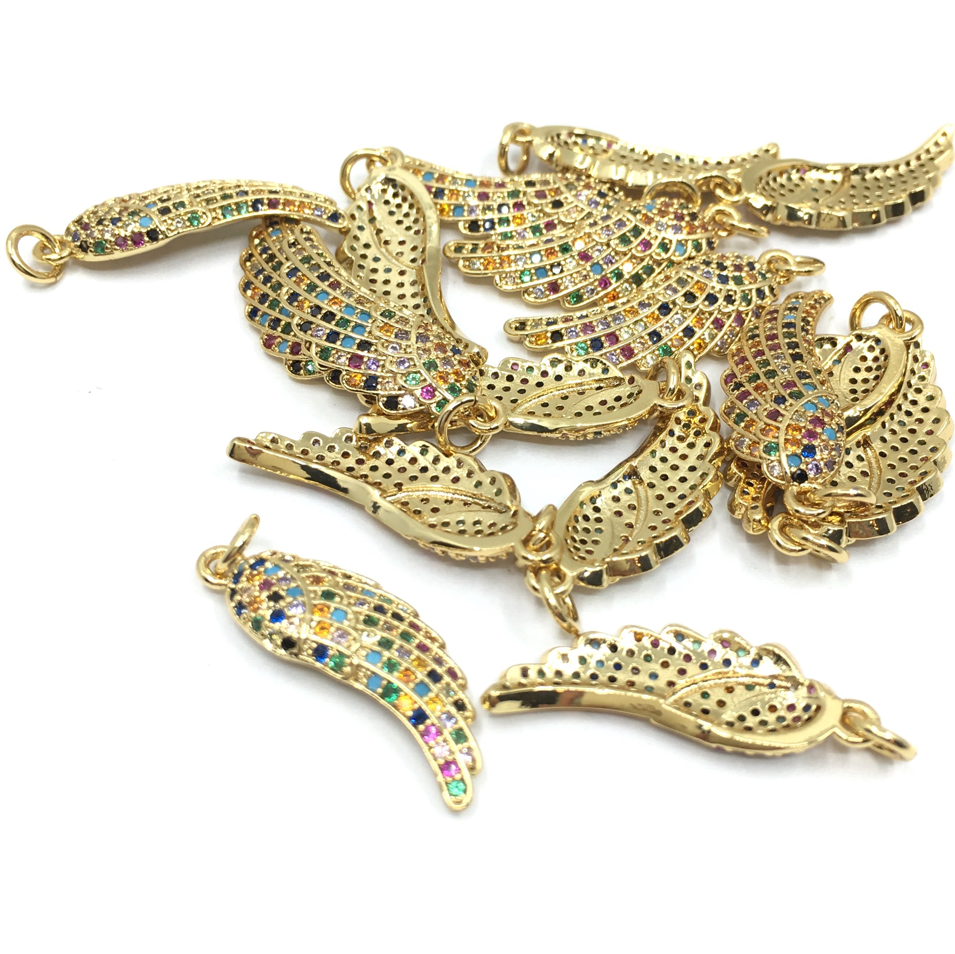 Gold Angel Wings CZ Pave Charm | Bellaire Wholesale